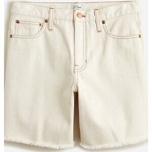 J. Crew Mid-Length Denim Short Ecru Cream High Rise SZ 25 Cotton Rigid Spring